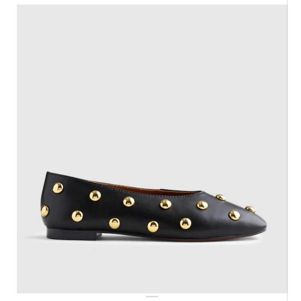 Madewell Mylie Stud Embellished Ballet Flat Classic True Black Size 10.5 NWOT - Picture 2 of 12